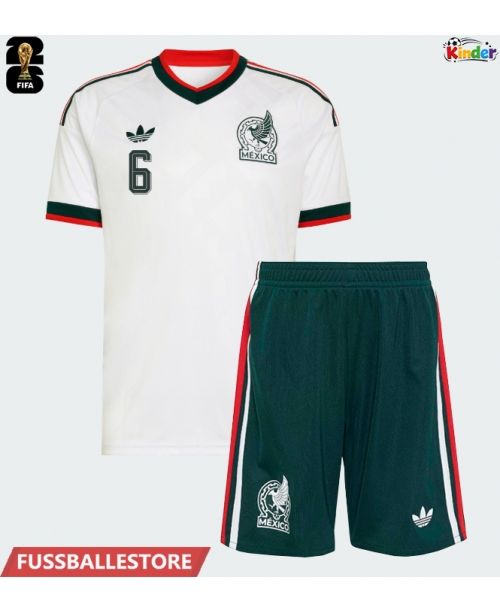 Günstige Mexiko Erik Lira #6 Auswärts Trikotsatzt Kinder WM 2026 Kurzarm (+ Kurze Hosen)